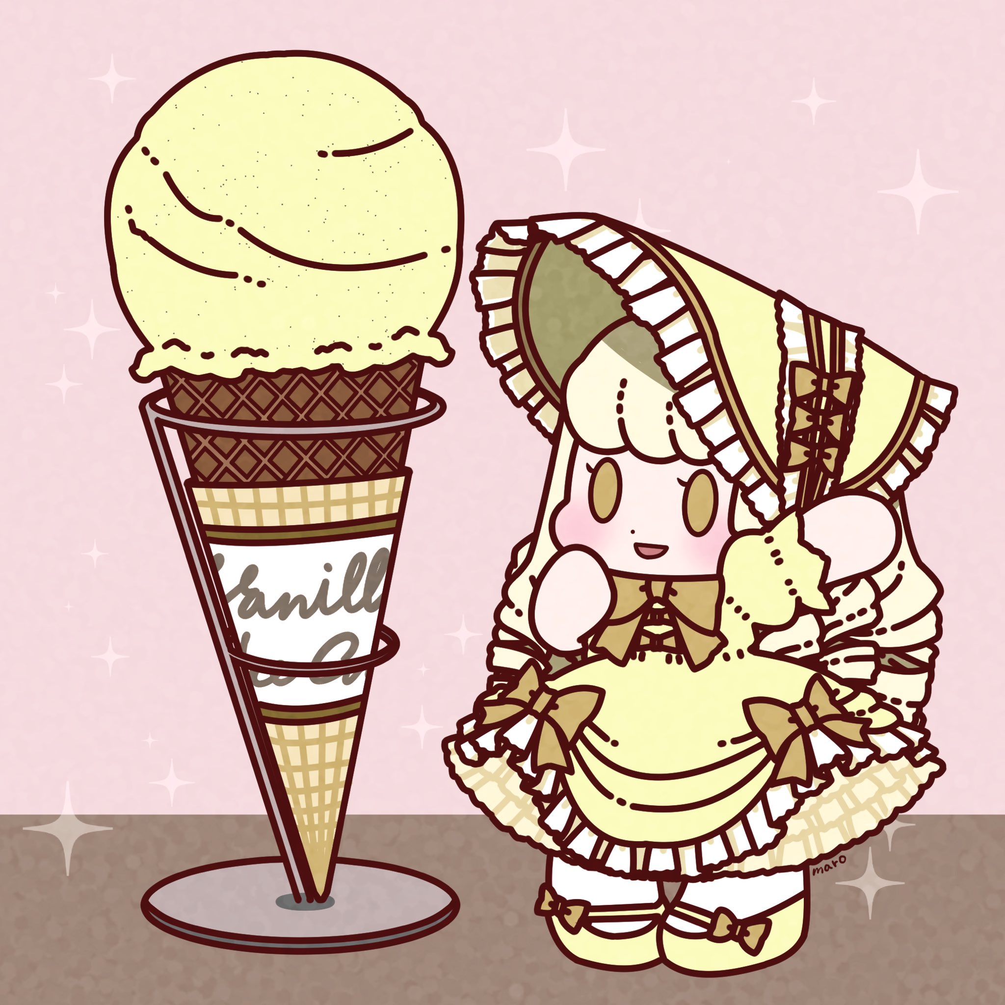 まんまるまろ まろ バニラアイス Illustration イラスト バニラアイス 擬人化 女の子イラスト 1日1絵 今日のイラスト T Co Dcumeluarp Twitter
