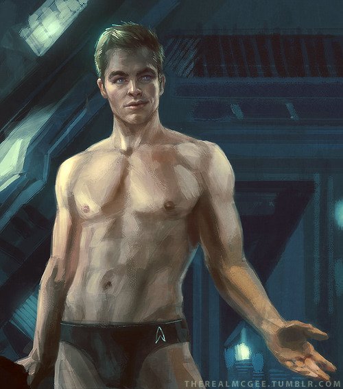 Back at it. You know I remember on Tumblr someone drew Kirk on his underwear for this scene to make it fair.I should go find that.*10 minutes later* Found it!Image Credit:  https://therealmcgee.tumblr.com/post/5197...