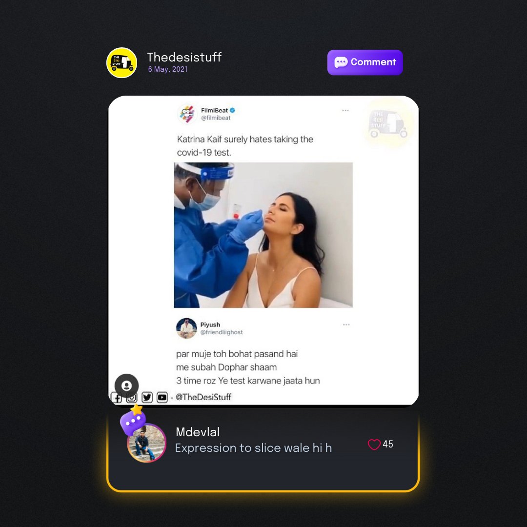 Commentorstweet's tweet photo. And we all love it. Don't we?
Comment by @mdevlal
#katrinakaif #covid_19 #testkit #sliceoflife #commentor #commentalways #comedy #funnycomments #sarcasm #memes๐ #mumbai #instagood #instagram #trending #troll https://t.co/VnOryNTed3