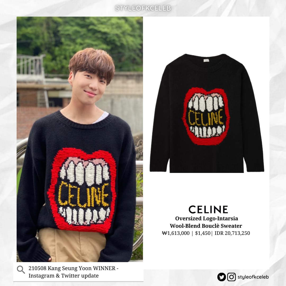 styleofkceleb's tweet photo. 210508 Seungyoon Winner - Instagram &amp; Twitter update

CELINE - Oversized Logo-Intarsia Wool Blend Bouclé Sweater
$1,450

#WINNER #위너 #Seungyoon
#KangSeungyoon #승윤 #강승윤
#Styleof_WINNER #Styleof_SeungyoonWINNER https://t.co/sRJqi32cXD
