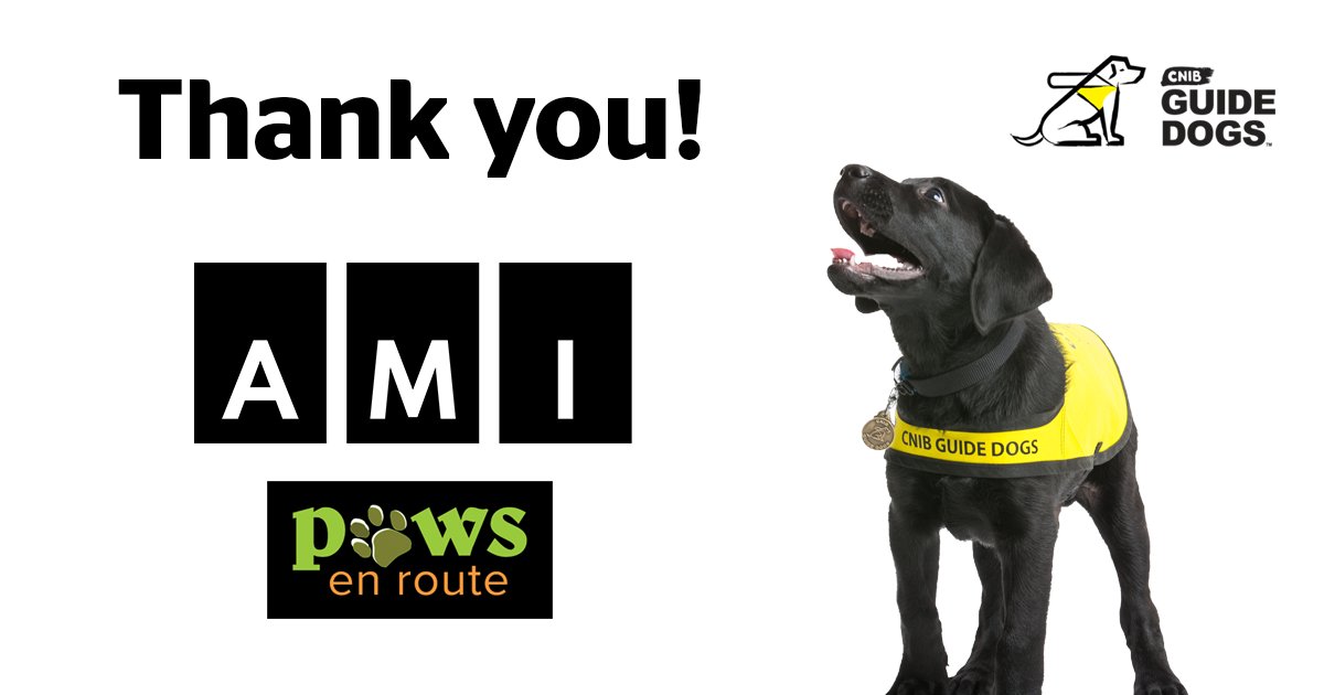 CNIB's tweet image. We want to extend a huge thank you to our official CNIB Pup Crawl Sponsors, @AccessibleMedia and @PawsEnRoute!

Your support was integral in helping to make this incredible event possible. We can’t thank you enough. #CNIBGuideDogs #CNIBPupCrawl #FutureGuideDogs