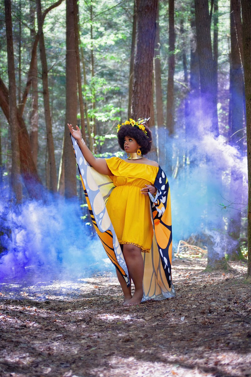 LiciaRei's tweet photo. Happy Black Fae Day!! 💛✨

Meet Solié, the Faerie queen of the Viceroy Butterflies. She brings the warmth of the sun, and the mighty sunflowers bow to her. 🌻💛✨

📸: Tiffany D. Bailey Photography https://t.co/qgDV6LOx0r
