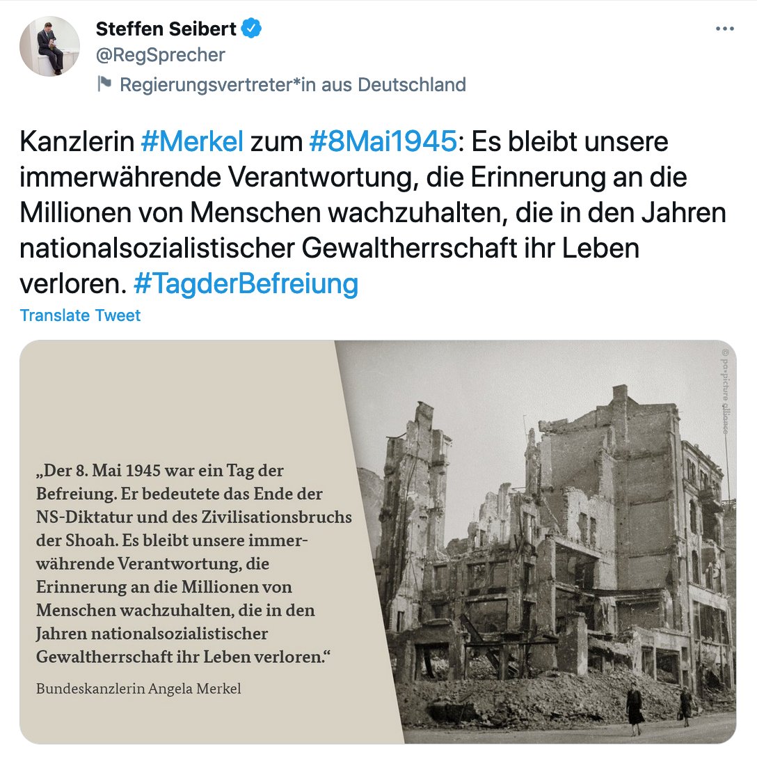 How the German parties are marking  #TagDerBefreiung on twitter: The CDU is emphasizing remembering victims and responsibility
