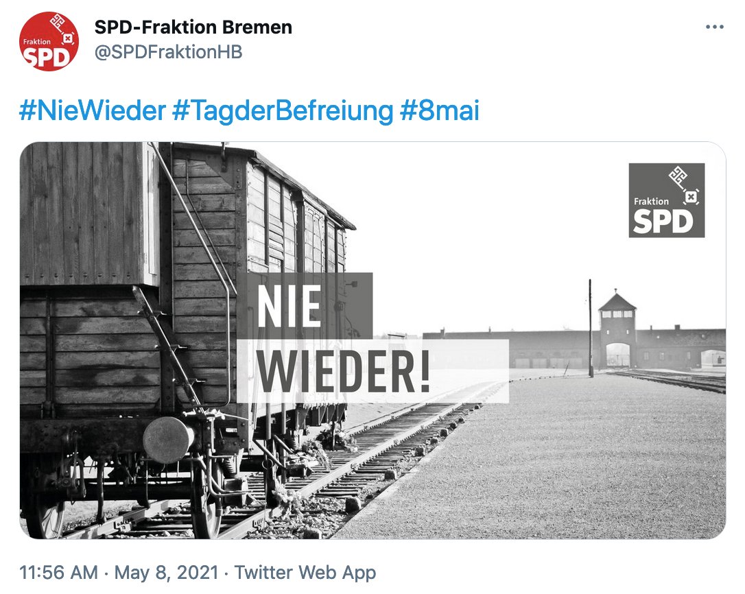 The SPD is emphasizing the message of "Never Again" and victims of Nazi oppression  #TagderBefreiung