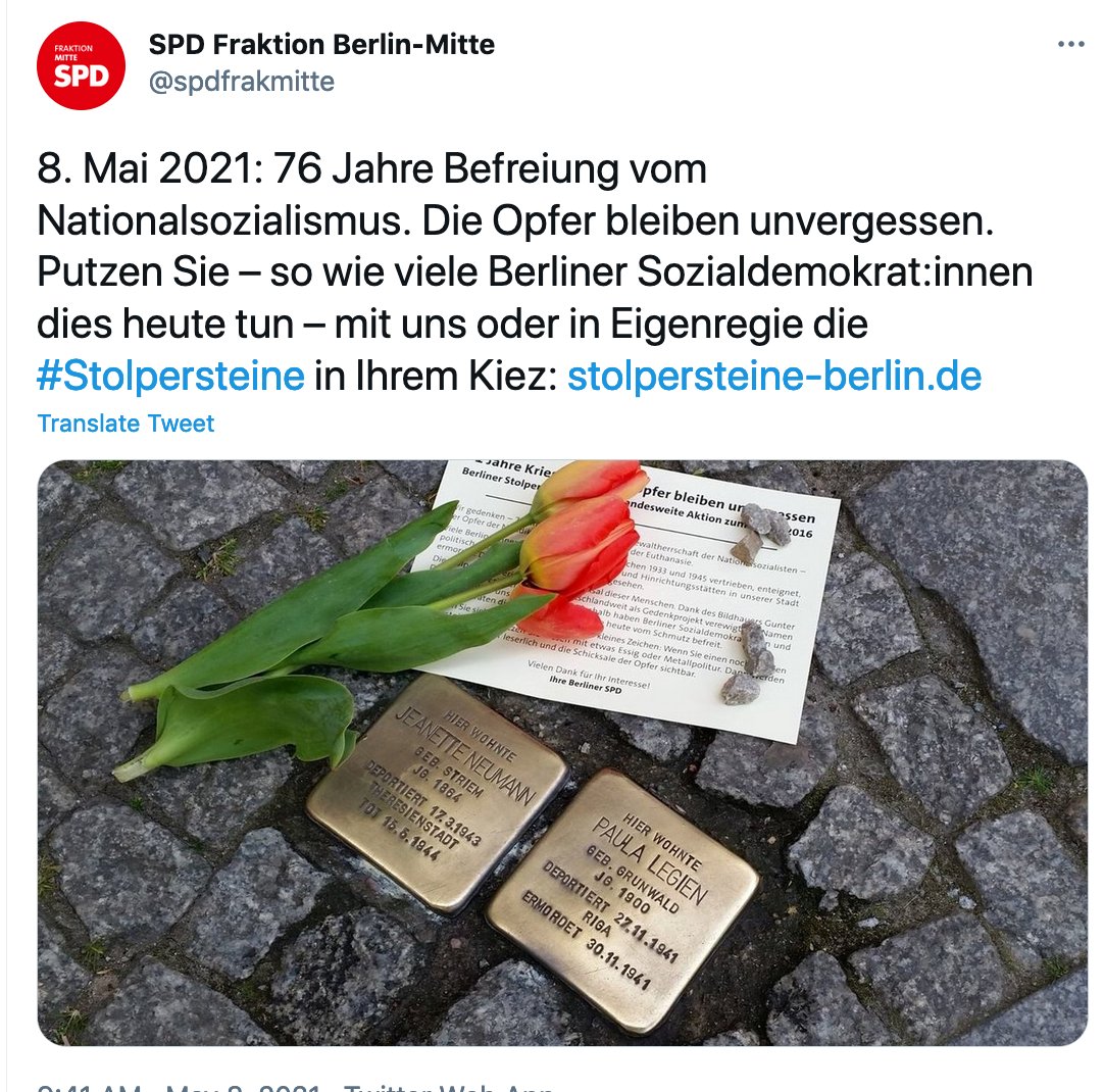 The SPD is emphasizing the message of "Never Again" and victims of Nazi oppression  #TagderBefreiung