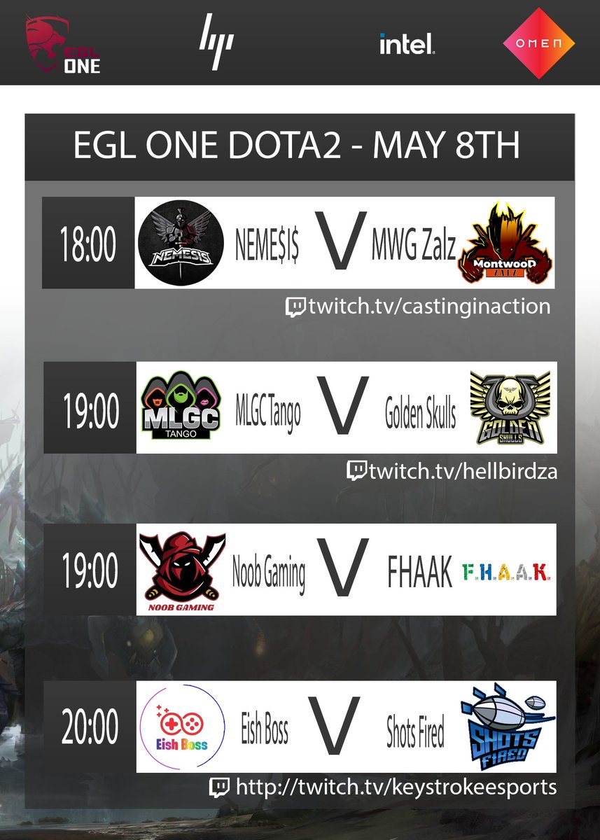 Schedule for the <a href="/evesportsZA/">EveSports</a> games tonight