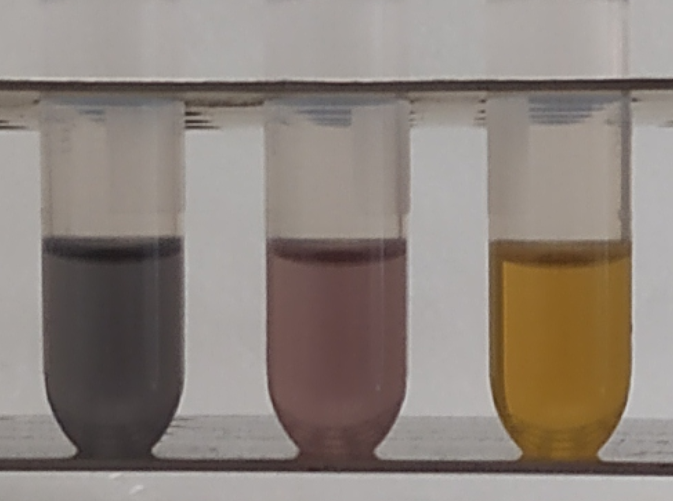 Thanks George! Always nice to work with differently coloured particles and cool that a few nanometres can make such a difference in colour. 

Bonus snip left to right increasing SiO2 (and distance between silver particles)