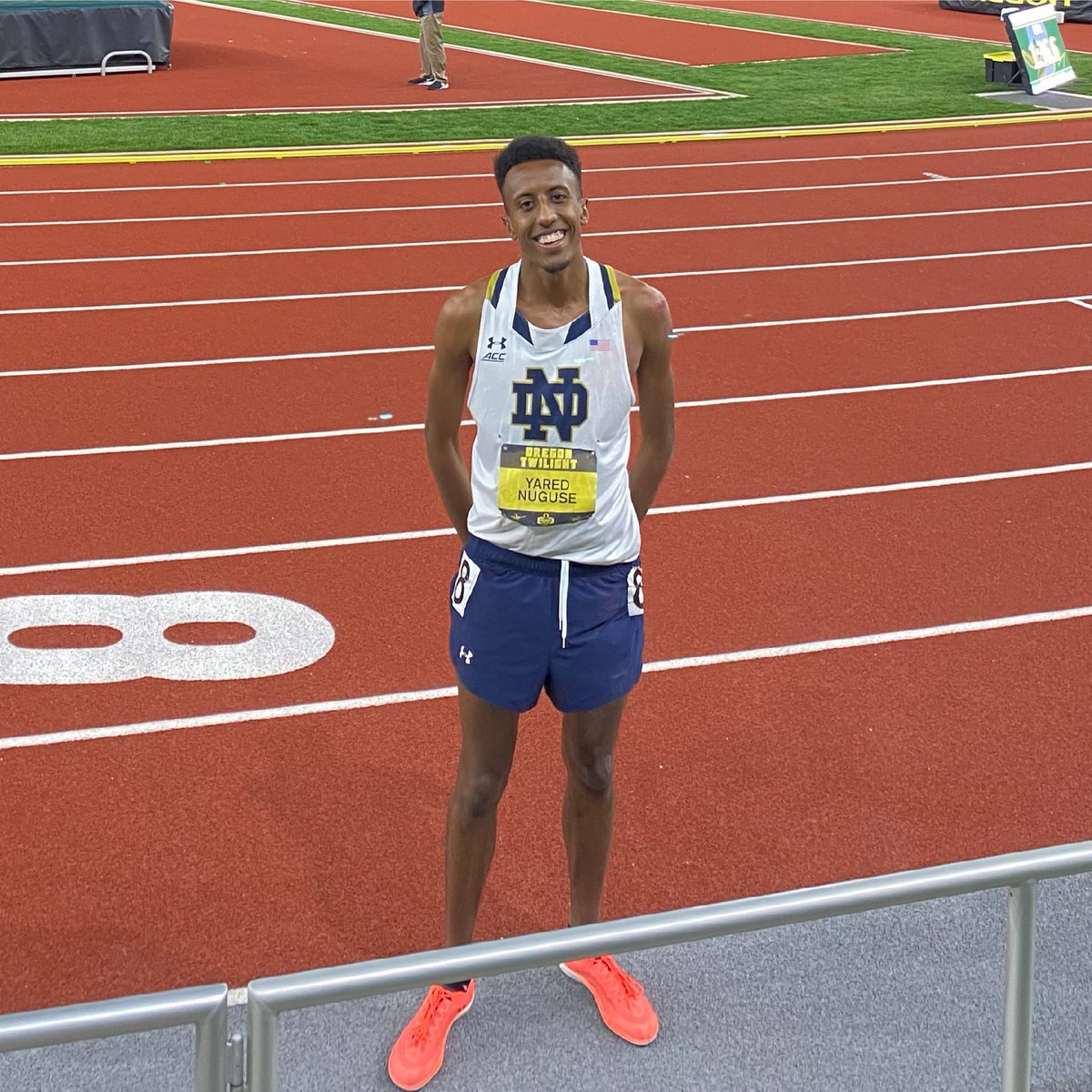 NDXCTF's tweet photo. School record: ✅
Top NCAA time: ✅
Top American 2021 outdoor time: ✅

Yared Nuguse had himself a night on Friday, winning the 1,500m with a time of 3:35.96 at the Oregon Twilight!

#GoIrish☘️ https://t.co/hXDRkWWTMO