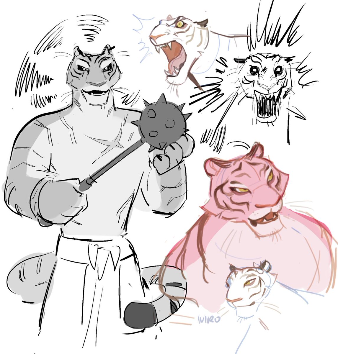 my cat ocs osmar (evil tiger) and arwin (serval) - they're in an arranged marriage... 