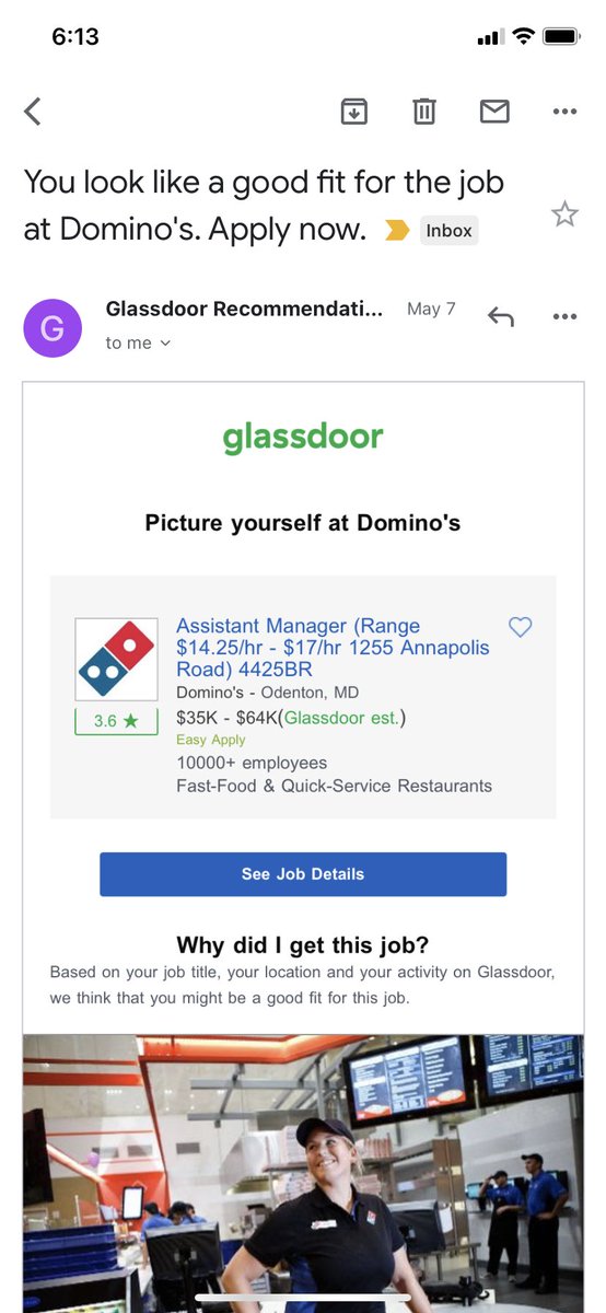 eseidl_pharmd's tweet photo. Thank you Glassdoor for the job suggestion. Really helps with the post-PGY1 job search😂 https://t.co/zK1cRUY8xo
