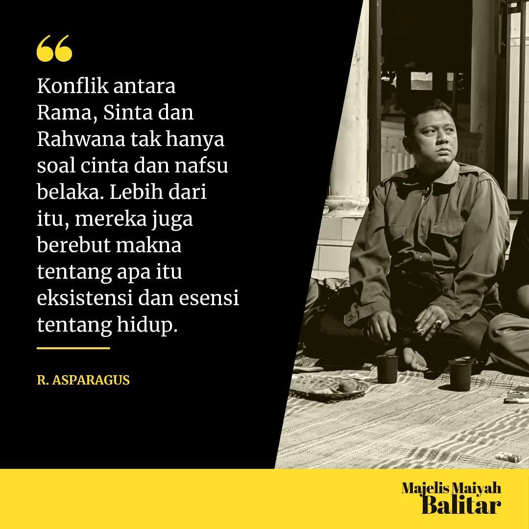 MaiyahBalitar's tweet photo. Konflik antara Rama, Sinta dan Rahwana tak hanya soal cinta dan nafsu belaka. Lebih dari itu, mereka juga berebut makna tentang apa itu eksistensi dan esensi tentang hidup – R. Asparagus #Maiyah #MaiyahBalitar #MBMei #Ramadhan https://t.co/s8lwMWQJ0i