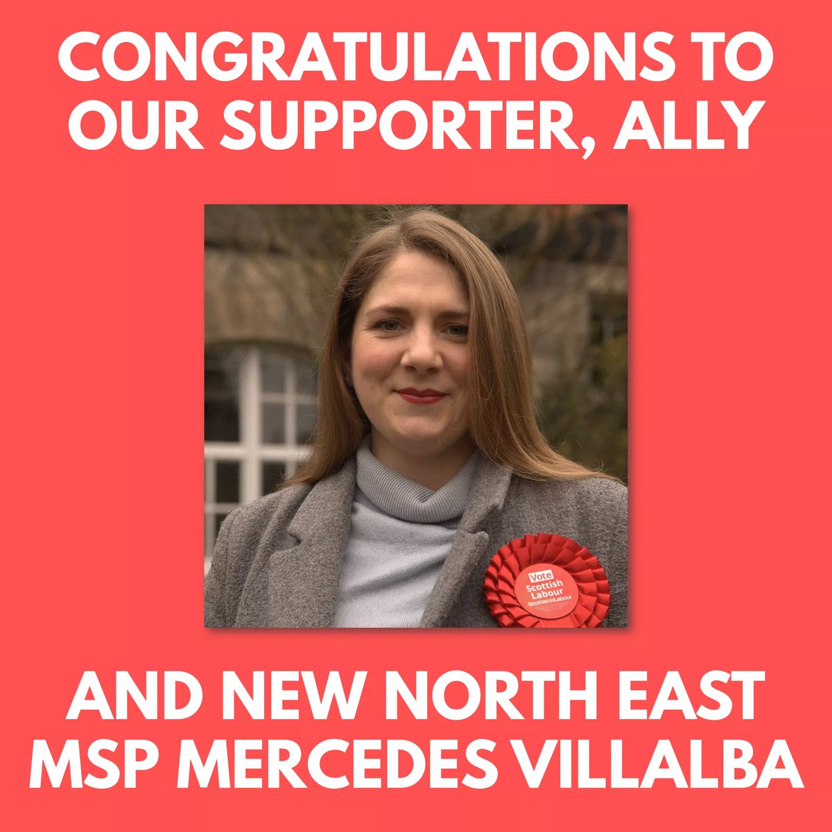 dsrudundee's tweet photo. Congratulations to our incredible supporter & ally @LabourMercedes for being elected as an MSP for the North East of Scotland. Mercedes has worked consistently to campaign for tenants rights, backed our campaign to #endreferencingfees https://t.co/5Qm0ztLHHt