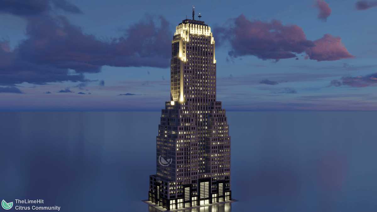 TheLimeHit's tweet photo. Riddle Trust Building, Elmore, Sharyland, UCS. Art deco style, 44 storeys, 1930. Completely fictional.
PMC link: https://t.co/rAyFuBq41K
#minecraft #Minecraftbuilds #minecraft建築コミュ #art #architecture #photo #photography #3dart #artdeco https://t.co/pKOVNgdJ70