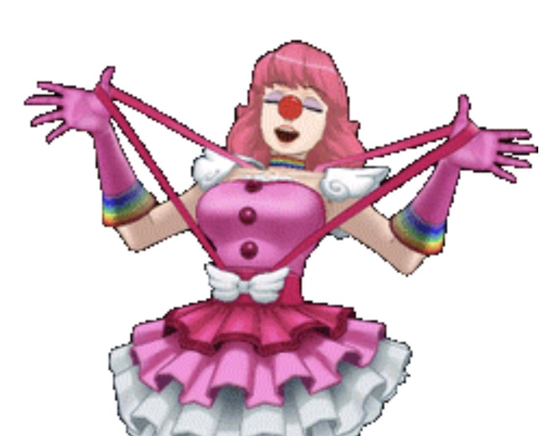 the clown of the day is geiru toneido from ace attorney! 