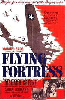 90 Squadron continued to fly from Polebrook, although only in front of Warner Brothers' cameras. Arriving in October 1941, the company filmed the movie, 'Flying Fortress', which was released on June 13, 1942. It was part of a series of patriotic films aiding the war effort. 14/15