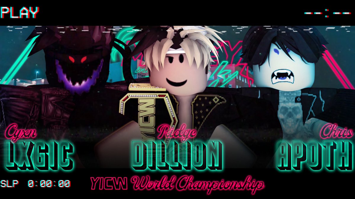 YICWNetwork's tweet photo. YICW WORLD CHAMPIONSHIP
@CyxnLxgicRBLX v. @TheRidgeDillyun (c) v. @ChrisApoth
The MAIN event is laid out for the YICW World Champion #RidgeDillion who takes on the DISASTER Piece #CyxnLxgic and the CST Prospect #ChrisApoth
Who will walk out WORLD Champion?
#YICWMITB https://t.co/5jtTwhvCxp
