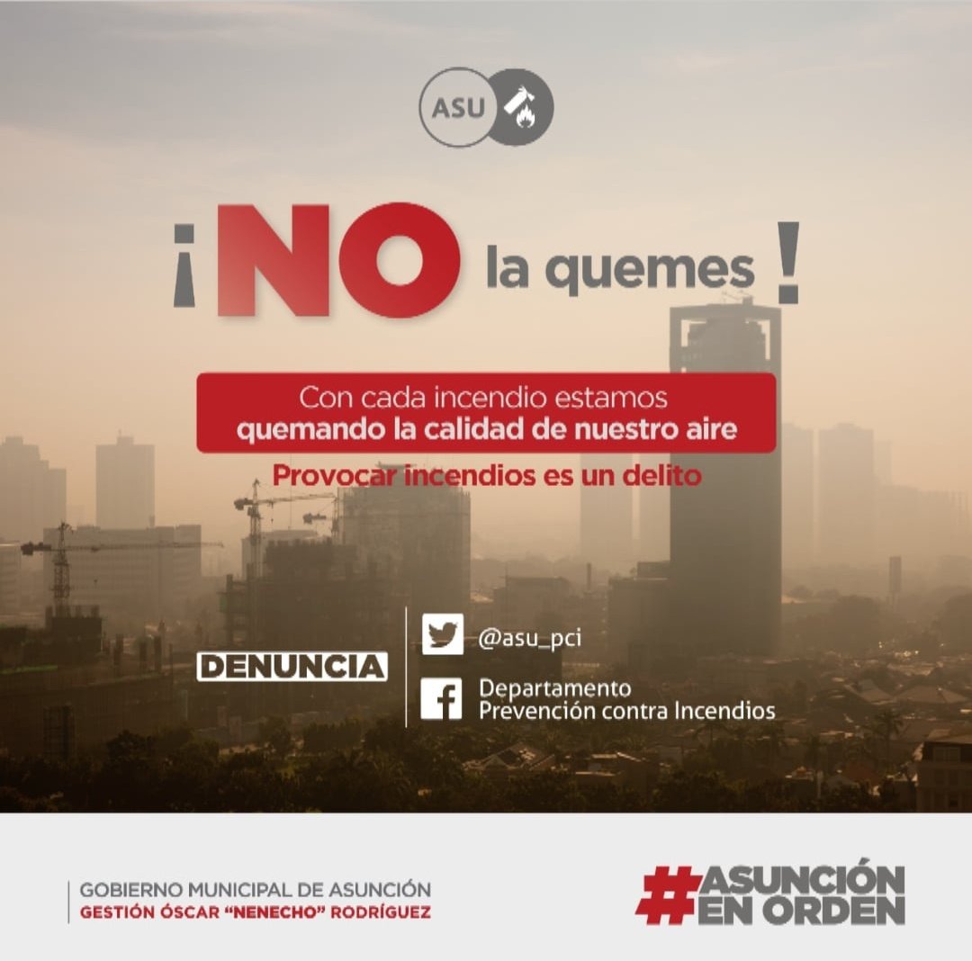 Asu_PCI's tweet photo. 🔻La quema y producción de Incendios son un delito🔻

➡️El aire que nos da la vida, se contamina y todos terminamos afectados por personas que sin respeto ni conciencia generan 🔥🔥

➡️Perdemos espacios verdes insustituibles😤

DENUNCIA
@RRPPpoliciapy 911
@MinPublicoPy https://t.co/xg12nymvFf