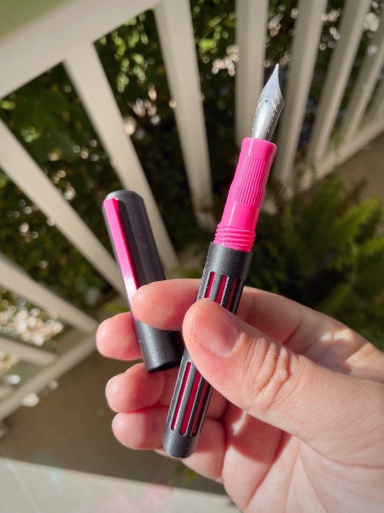 3dprintedpens's tweet photo. A new #3dprinted #fountainpen design, printed on @Prusa3D MK3s, can be completely disassembled for cleaning or creating new color combos! 

I’ve priced these pens at $35, shipped, without #6 Jowo nibs.  Please DM if you’d be interested, made to order, whatever color you’d like! https://t.co/Q9Y18XKlGl