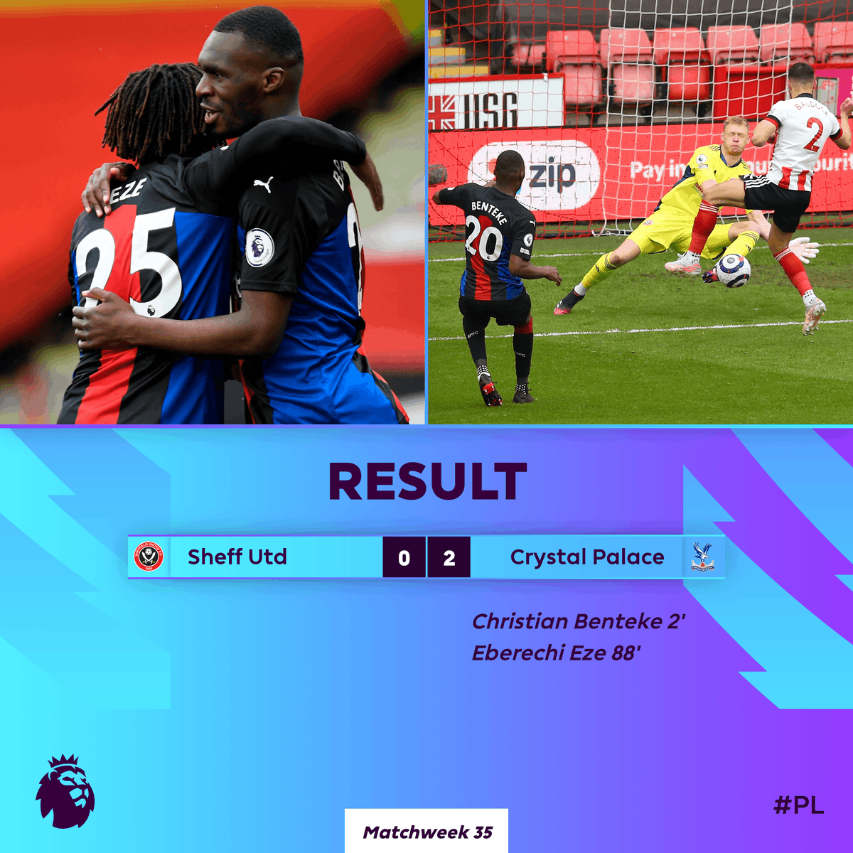 premierleague's tweet photo. A 𝒇𝒊𝒏𝒆 afternoon's work for @CPFC 👏

#SHUCRY https://t.co/nutWl8VpMA