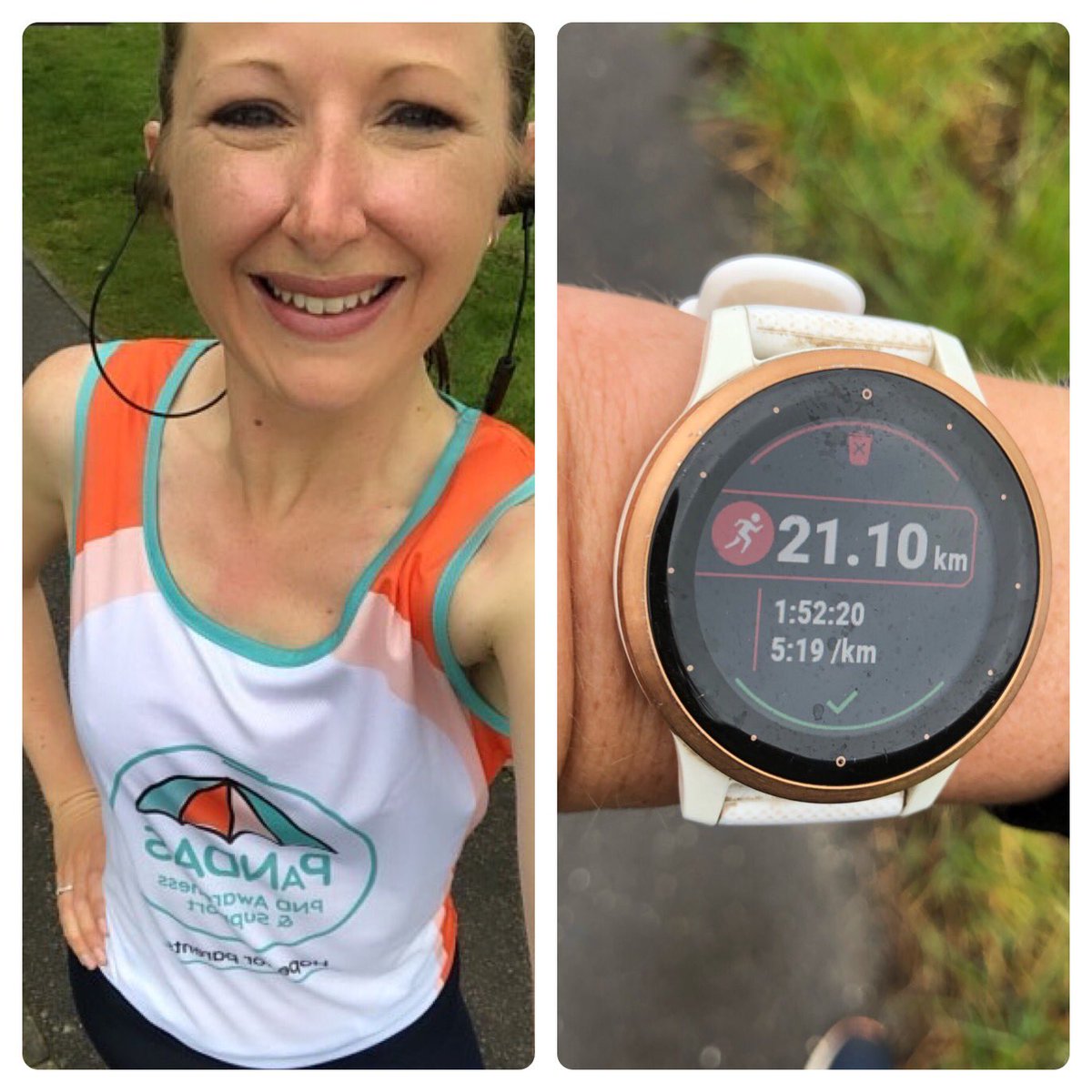 So as #MMHAW21 comes to a close, today was half marathon day! 

It was wet and wild out there this morning, but with incredible support I completed it in 1 hour 52 minutes and have raised over £350 for @Pandas_uk  so far. 

@iHealthVisiting