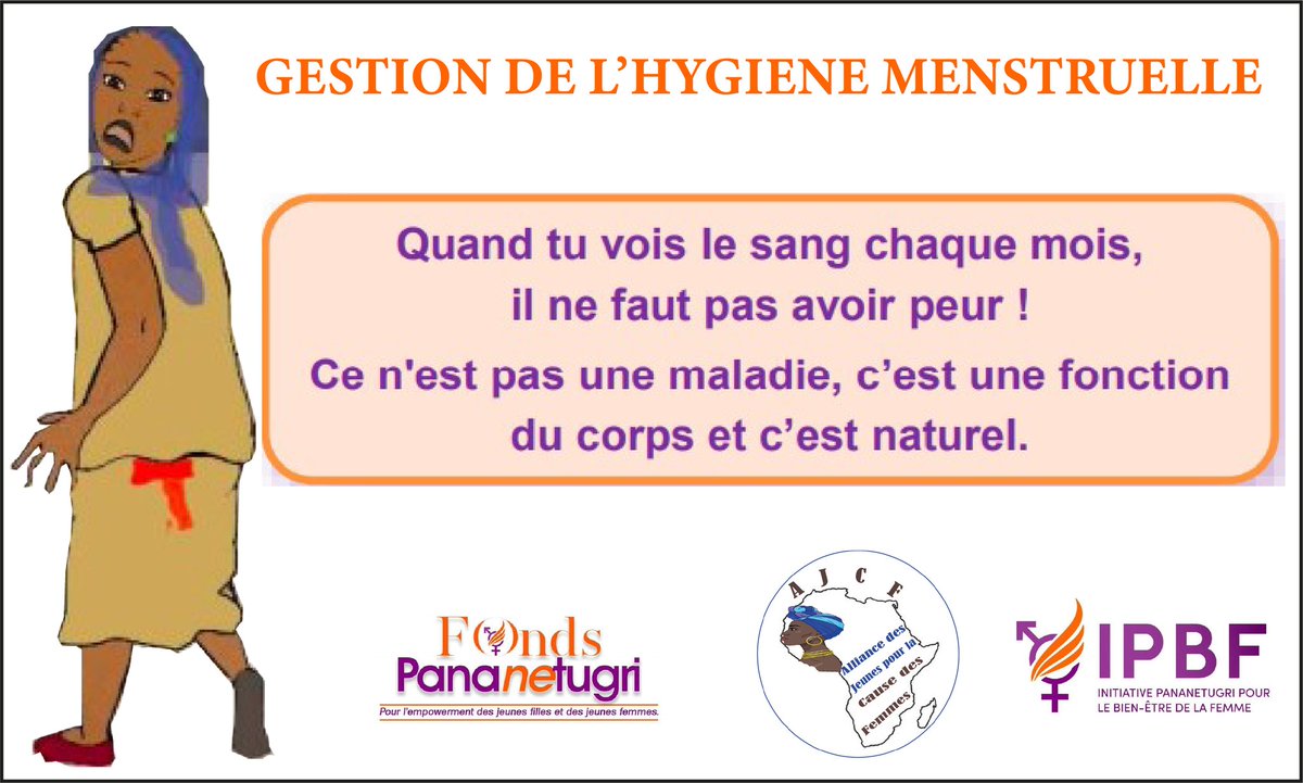 [GESTION DE L'HYGIÈNE MENSTRUELLE]
Ce qu'il faut savoir sur les règles:
“Quand tu vois le sang mois, il ne faut pas avoir peur ! Ce n'est pas une maladie, c'est une fonction du corps et c'est normal”
Une initiative financée par <a href="/ipbfpananetugri/">Initiative Pananetugri_IPBF</a> et mise en œuvre par <a href="/AjcfGuinee/">AjcfGuinée</a>