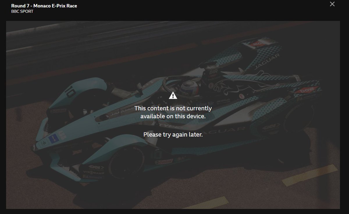 JoePanikk's tweet photo. @BBCSport @BBCiPlayer Hi guys, when will the @FIAFormulaE be available to watch please? Many thanks. https://t.co/ZMs7aMKQXP