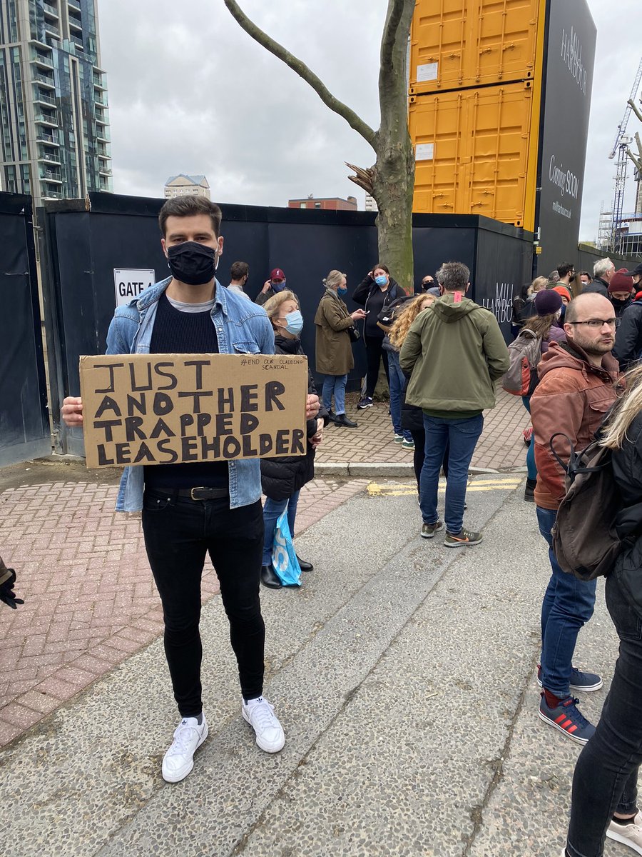 Nice to join the <a href="/TowerHamletsJL/">Tower Hamlets Justice for Leaseholders</a> protest today and meet other leaseholders. So many of us have had our lives put on hold, so many of us still face ruin years after Grenfell.

It’s time to #EndOurCladdingScandal <a href="/EOCS_Official/">End Our Cladding Scandal</a> <a href="/LKPleasehold/">Leasehold Knowledge</a> <a href="/nbdbuk/">New Build Database #nbdbuk</a> <a href="/ukcag/">UK Cladding Action Group</a> <a href="/RobertJenrick/">Robert Jenrick</a>
