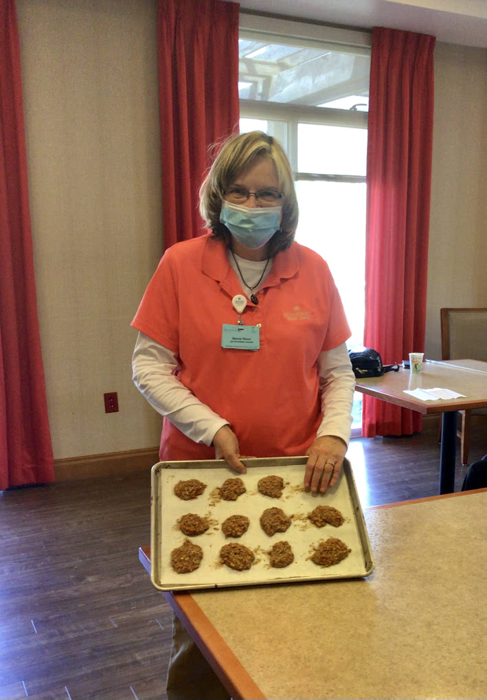 StonecroftHC's tweet photo. We made carrot cake cookies for our Trilogy Tea Party! 🍪 #SeniorLiving #Bloomington https://t.co/inuDAuWNXP