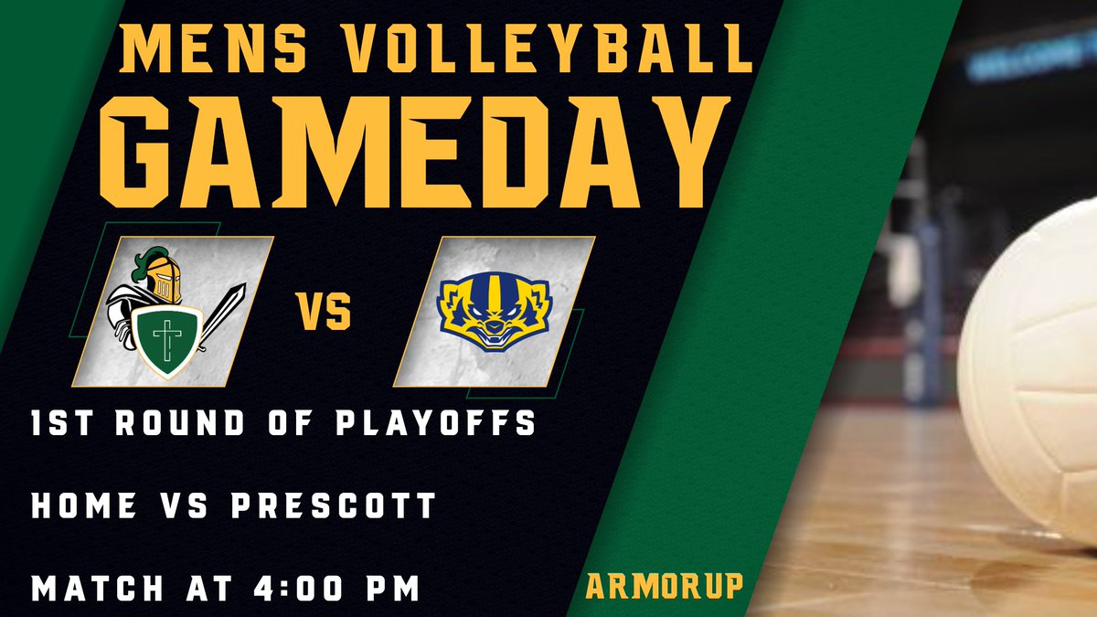PLAYOFF TIME! Our <a href="/GCHS_MensVball/">GCHS_MensVball</a> team hosts Prescott in the first round of the playoffs. Tickets available at tickets.azpreps365.com. Go Knights! #ArmorUp