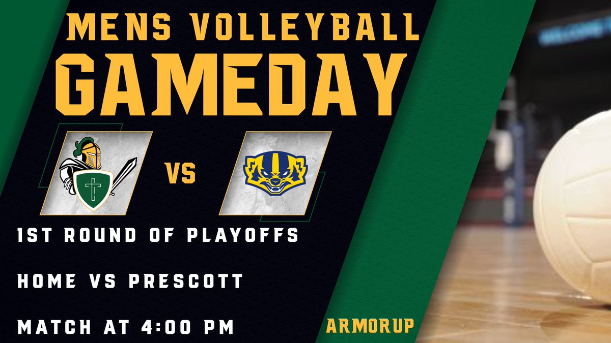 PLAYOFF TIME! Our @GCHS_MensVball team hosts Prescott in the first round of the playoffs. Tickets available at tickets.azpreps365.com. Go Knights! #ArmorUp