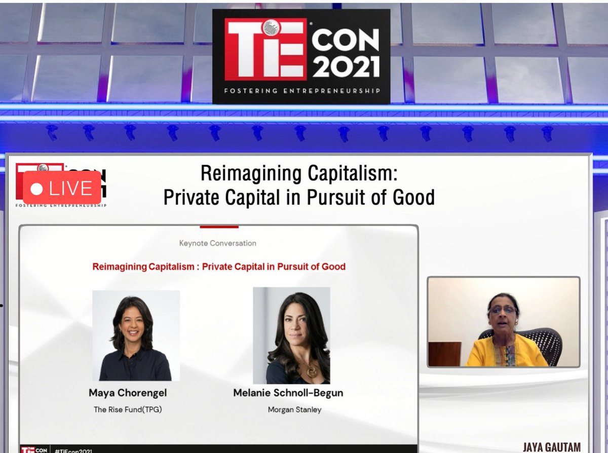 .<a href="/bchorengel/">Bernadette Chorengel</a>, Co-Managing Partner, The Rise Fund &amp; Melanie Schnoll-Begun, Head #Philanthropy <a href="/MorganStanley/">Morgan Stanley</a> talk #healthcare #tech, resilient #business models, socially responsible #entrepreneurs, #privateequity #VC, #Collaboration etc. Great discussion!
#socialimpact #TiEcon2021