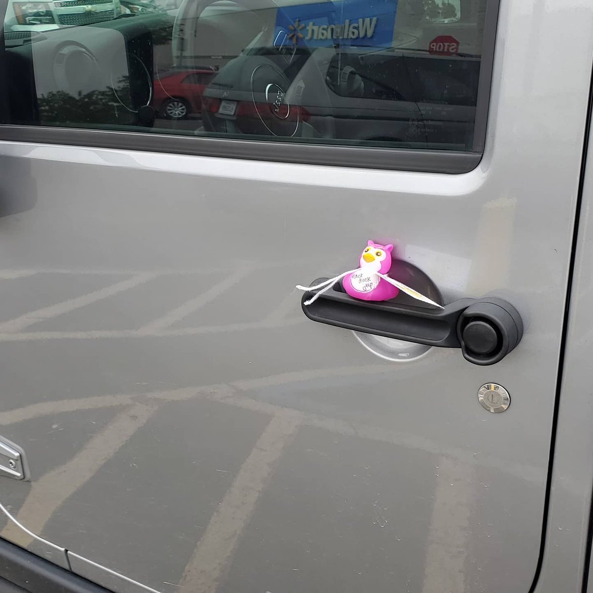 PixieJeep's tweet photo. We got ducked at WalMart today and it made my little guy's day! Funny thing is, we were going to duck her, too!! Ty JURN3Y!! #duckduckjeep #duckingjeeps #pixiegirljeep https://t.co/CgaygPjwiu
