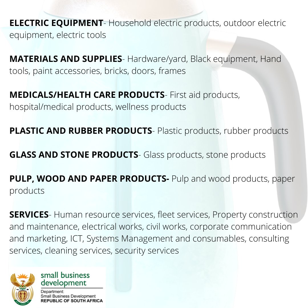 DSBD_SA's tweet image. 1 000 Products and Services to be procured from SMMEs. dsbd.gov.za