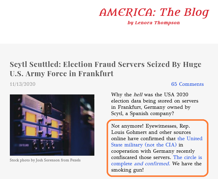 I know I already have plenty to work with, but the absolute confidence of this blog is really something https://www.lenorathompsonwriter.com/beyondnarcissism/scytl-scuttled-election-fraud-servers-seized-by-huge-us-army-force-in-frankfurt