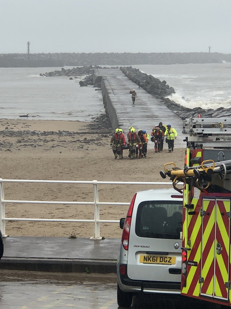 Fisherman hurt in accident on pier at Aberavon Beach. #aberavon #aberavonbeach #porttalbot