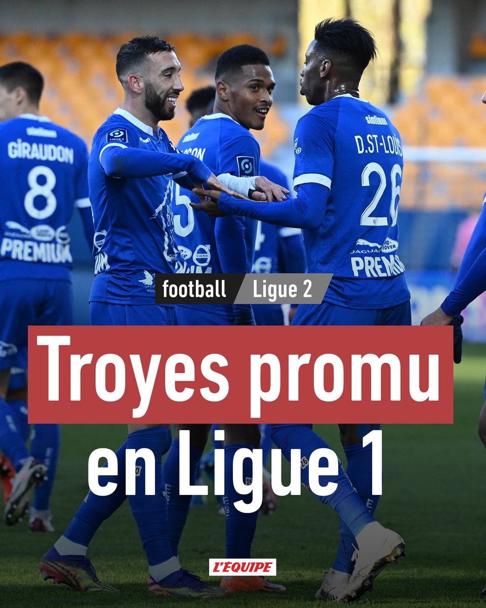 Troyes remporte la Ligue 2 et passe en Ligue 1 > ow.ly/jIhg50EI3b0