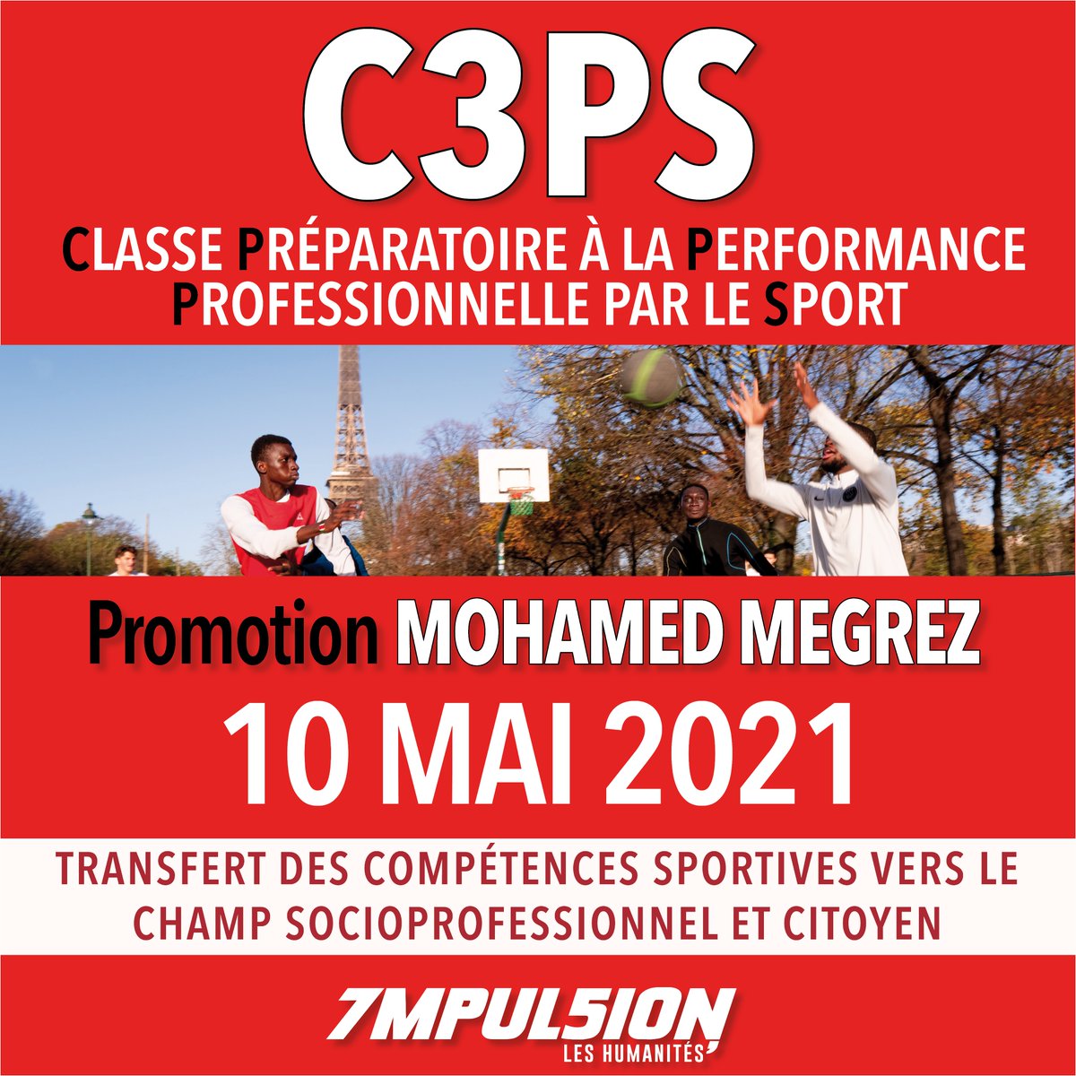 Lancement d'une nouvelle C3PS le lundi 10 mai ! 

Mohamed Megrez est un exemple inspirant d’émancipation mais aussi d’engagement pour la jeunesse. Son engagement citoyen et républicain est à l’image de notre philosophie, nous souhaitons lui rendre un hommage avec cette promotion.