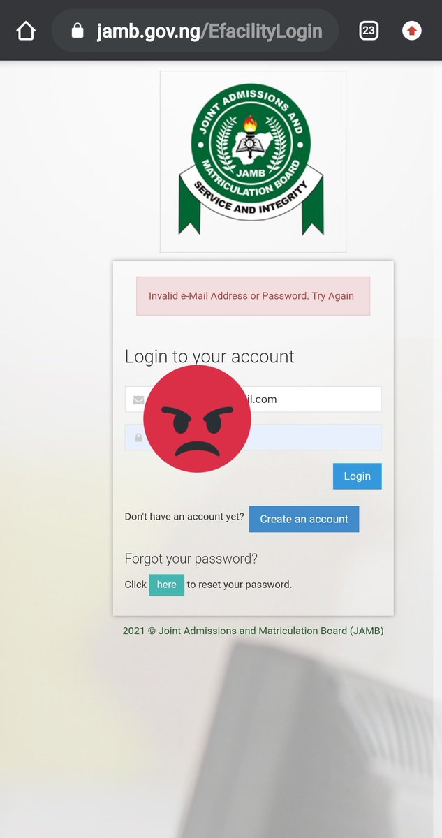 SAMMYBANKY's tweet photo. @JAMBHQ one can't even login anymore? https://t.co/IEW5lWk07y