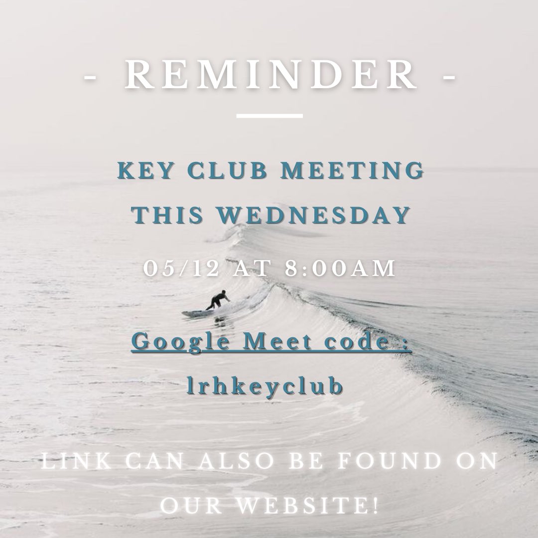 KeyLightridge's tweet image. REMINDER- KEY CLUB MEETING THIS WEDNESDAY!! Only one more left after this in this school year!