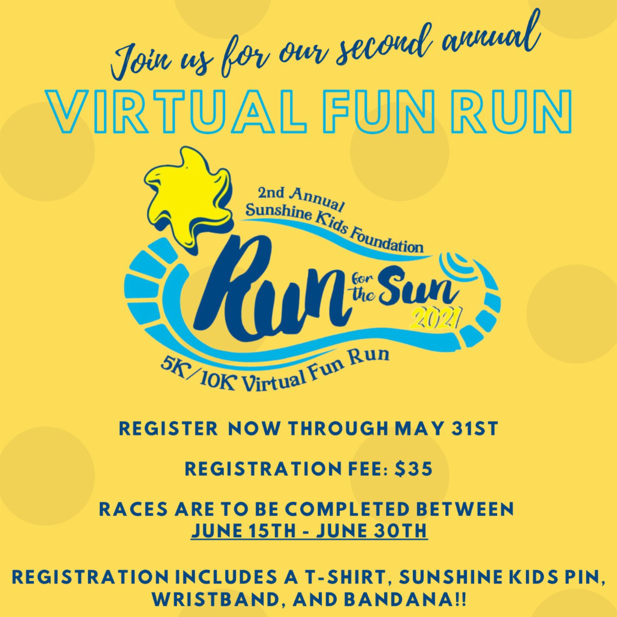 BHHSNEP's tweet photo. Join us for our second annual 5K/10K Virtual Fun Run in support of the Sunshine Kids Foundation! Registration is open now through May 31st and the races are to be completed between June 15th-30th. Visit the link for more information!
https://t.co/hrlr4yEIgg https://t.co/efYWU5zYPz