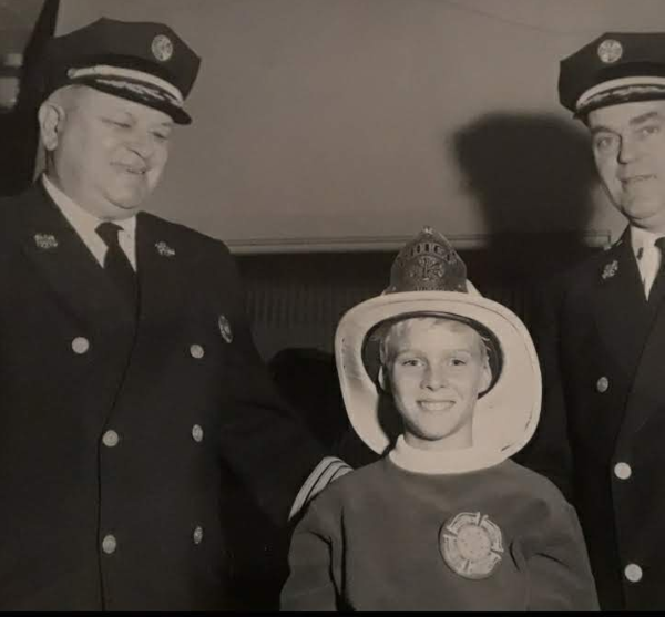 FiremansHall's tweet photo. We love a good celebrity fire prevention photo - Chief Hink and Chief Eckels with Jay North aka “Dennis the Menace.” Thanks to @MikeHink11 for this fun bit of PFD history. #PFD150 https://t.co/w9mqcqCosa