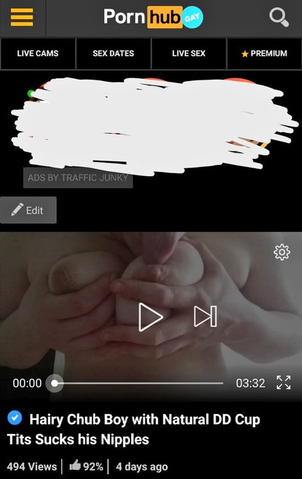 New video uploaded on Pornhub almost has 500 views 😁 check out the link below... "Hairy Chub Boy with