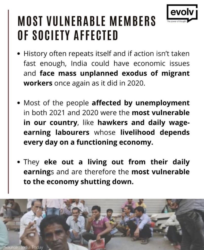 evolvideas's tweet photo. As #India is dealing record high deaths during the #secondwave of the #pandemic, another major loss is the #economic loss India is facing as #unemployment reaches a four month high amidst new restrictions in various parts of the country along with increases lay offs. https://t.co/9guys8VIA7