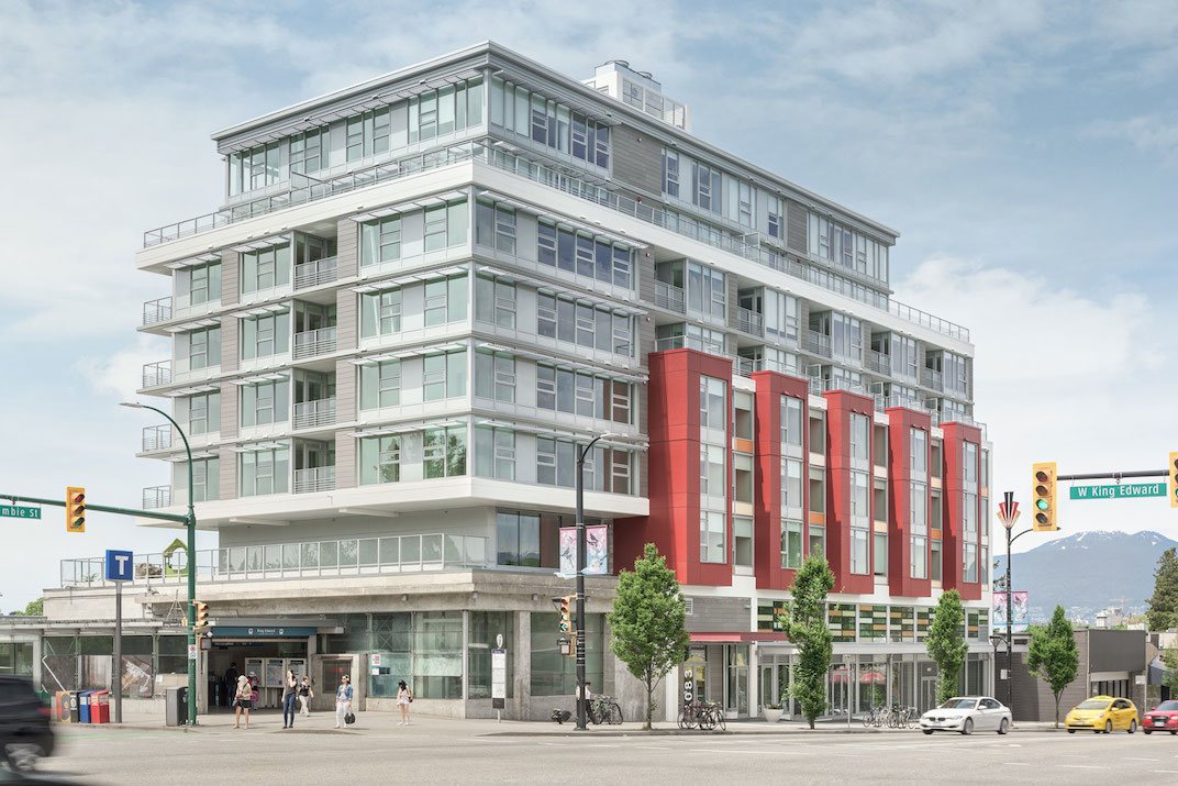 Eventually there will be developments adjacent and over the stations, on those huge construction staging/storage areas. Cambie Star at King Edward Station was built 8 years after the Canada Line opened.