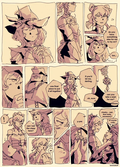 a comic on lisa doing some final touches on jean's summer outfit 

#jeanlisa #GenshinImpact 