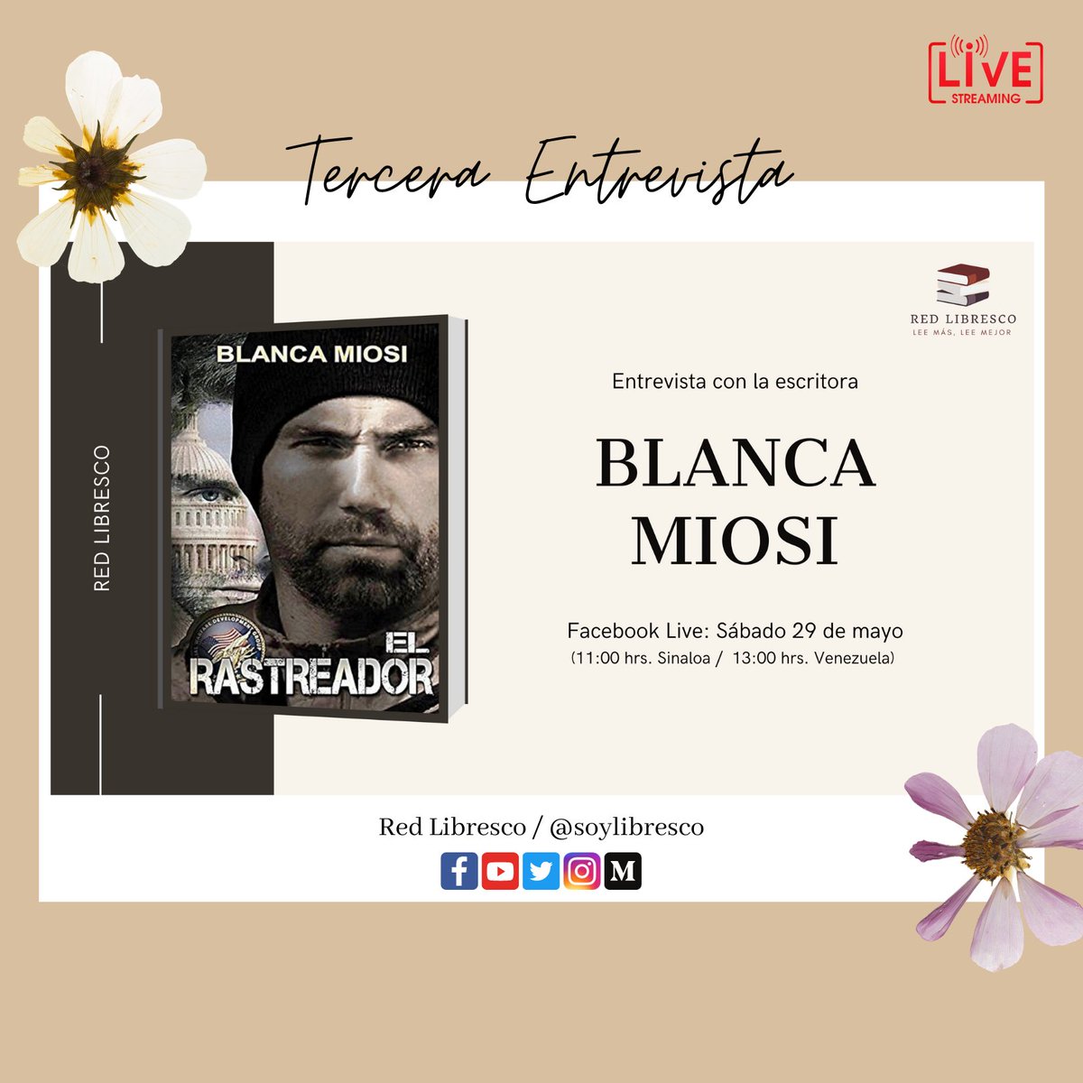 soylibresco's tweet photo. 😍#Mayo ¡Tres libros, tres autoras, tres entrevistas!
🤓No se pierdan los análisis de lectura.
👇Sigue los eventos:👇
Ángeles Doñate: https://t.co/F2qLC9G3Cy
Paulina Vieitez: https://t.co/ZmDB8qI2d4
Blanca Miosi: https://t.co/nglsoALtw3
#redlibresco #amoleer #clubdelectura https://t.co/SRruervNVJ