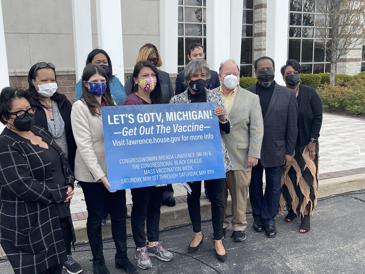 RepLawrence's tweet photo. I'm so proud of everyone in our Michigan community who came together & stepped up to make #MassVaccinationWeek a success. But make no mistake, our work is far from over. We have to get our vaccination numbers up. So let's continue to GOTV—Get Out The Vaccine! #CBCVaccinationWeek https://t.co/DxoqutjG7o