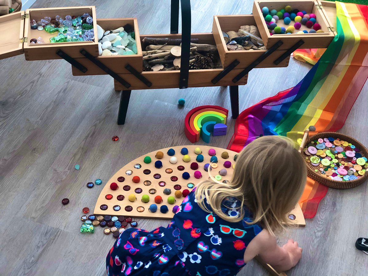 MrsAEYFS's tweet photo. E is absolutely LOVING her new @cosydirect Rainbow Maker. A wonderful resource for loose parts play, sorting and fine motor, to name a few. 🌈 #toddlerlife #looseparts #rainbowfun #cosydirect https://t.co/m6Msw10nAa