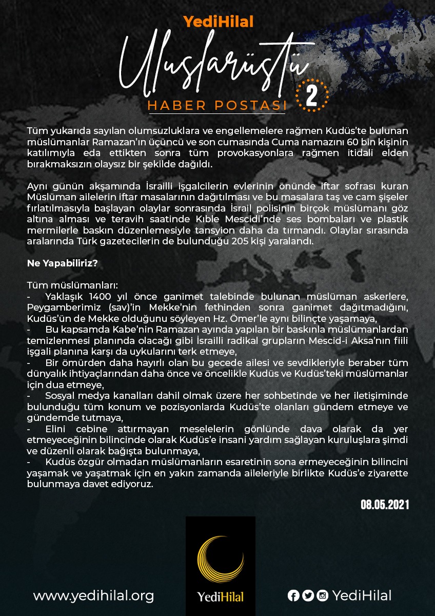 YediHilal's tweet photo. YediHilal Uluslarüstü Haber Postası:

Müslümanların İlk Kıblesi İşgal Altında

#MescidiAksa #FreePalestine #Kudüs https://t.co/cL7e5xqoIE