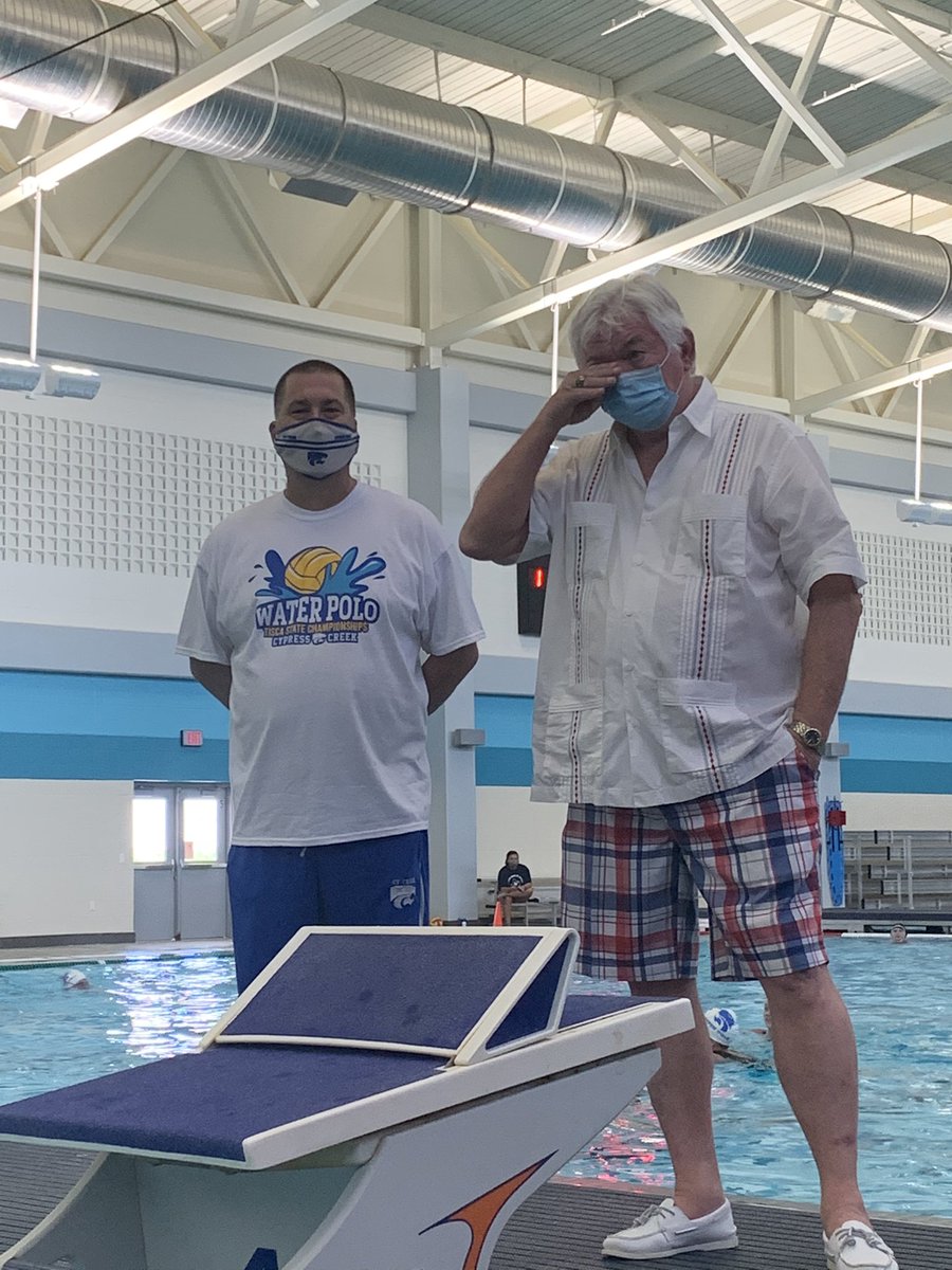 CoachKrisJ's tweet photo. Texas High School water polo owes a great debt to Coach McDonald. His 46yrs of dedication, commitment and passion for the sport has paved the way to it becoming a UIL sport. Thank you Coach Mac for everything you have done. @TISCAtx @TISCAWestWP @TISCAwaterpolo @LamarAquatics https://t.co/PCZb3vBNlY